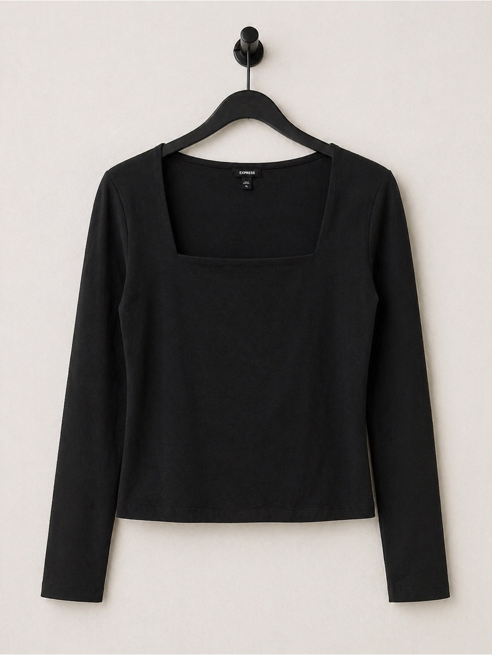 Express Square Neck Top Long Sleeve Black Size XL NWT Stretch